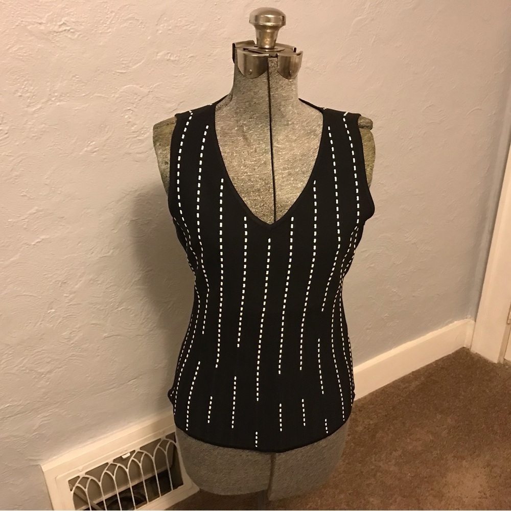 NWT White House Black Market Sleeveless Top with White Stripes size S